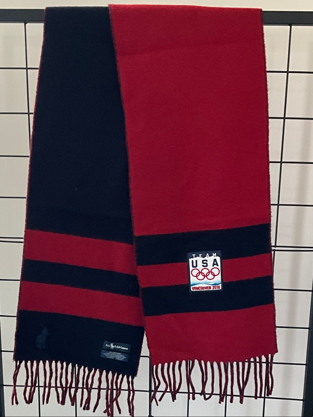 Ralph Lauren Red and Black Striped Team USA Scarf